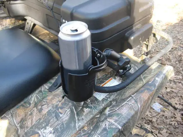 Alt view image 2 of 5 - RAM Mounts Level Cup 16oz Drink Holder with Handlebar U-Bolt Base RAM-B-132RU with Medium Arm for Motorcycle, ATV/UTV, Bike