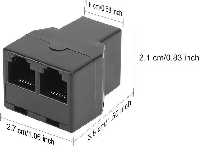 Alt view image 2 of 6 - RJ12 6P6C 3 Female Telephone Line Splitters, Phone Jack Splitter, Telephone Landline Cable Connector and Separator(Black, 50 Pack)