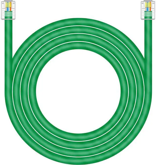 Main image of CAT5E RJ11 Data Cable DSL Cable 100ft Heavy Duty High-Speed for DSL Modem UTP Compatible with ATT RJ11 6P4C Male to Male Green - 100 Feet