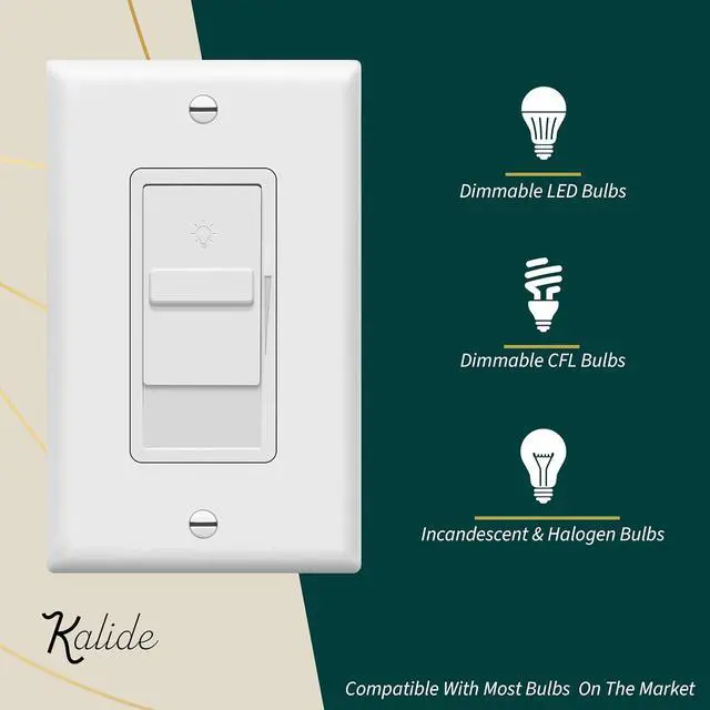 Alt view image 3 of 7 - Digital Dimmer Light Switch for 200W Dimmable LED/CFL Lights, Single Pole Led Slide Dimmer Switch, Neutral Wire Not Required, Wall Plate Included, UL Listed, TGDS1-W-6PCS, White,6 Pack