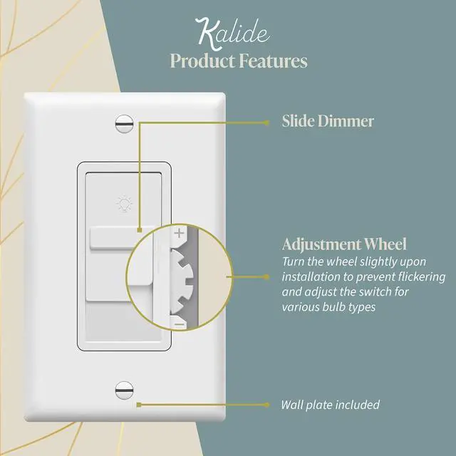 Alt view image 4 of 7 - Digital Dimmer Light Switch for 200W Dimmable LED/CFL Lights, Single Pole Led Slide Dimmer Switch, Neutral Wire Not Required, Wall Plate Included, UL Listed, TGDS1-W-6PCS, White,6 Pack