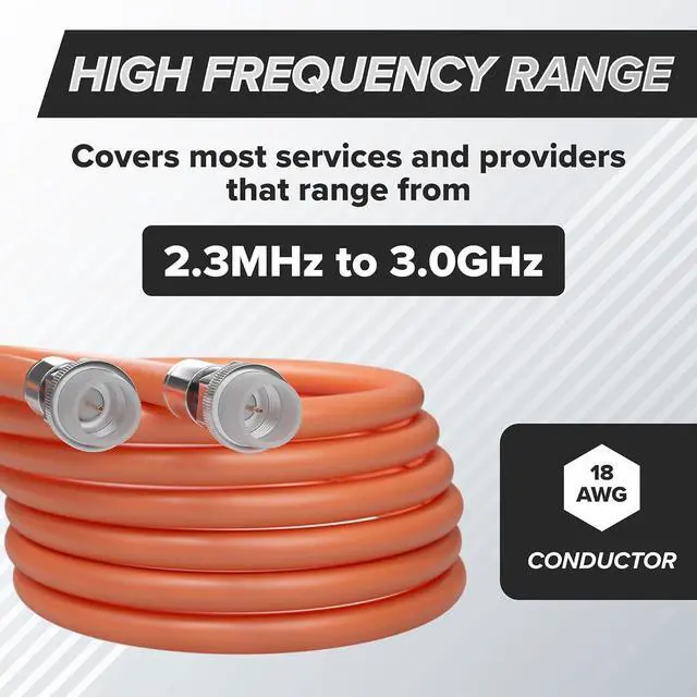 Alt view image 6 of 7 - 200 Feet (60 Meter) - Direct Burial Coaxial Cable 75 Ohm RF RG6 Coax Cable, with Rubber Boots - Outdoor Connectors - Orange - Solid Copper Core - Designed Waterproof and can Be Buried