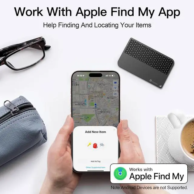 Alt view image 2 of 7 - Air-Tags (iOS Only) Bluetooth Tracker with  Find My, iPhone Smart Card Wallet Finder GPS Tracker, 5-10 Years Battery, Keys Finder and Item Locator for Bags, Passport