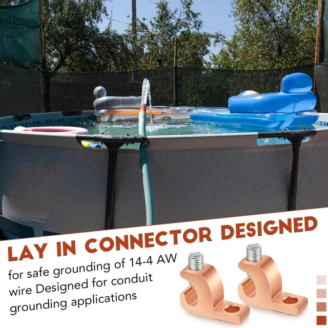 Alt view image 3 of 6 - Landhoow 40 Pack Lay in Connector Pool Bonding Lug Copper Conductor Lay in Connector Copper Lay in Lugs AWG for Grounding Swimming Pool and Conduits, 4-14 Wire Range