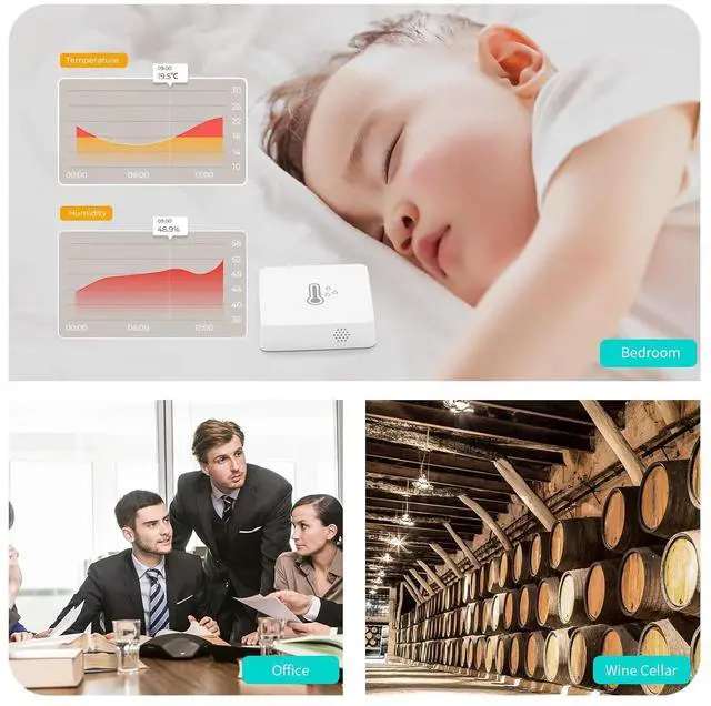 Alt view image 6 of 7 - Zigbee Temperature and Humidity Sensor Lite 3Pack,Smart Thermometer Hygrometer, Compatible with Echo Devices Hub Built-in,Home Assistant, SmartThings, Homey,Hubitat -