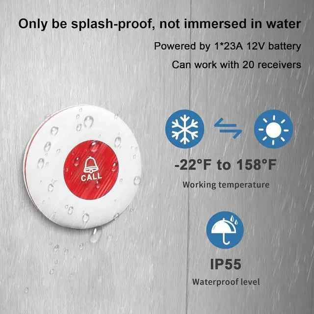 Alt view image 5 of 7 - Wireless Caregiver Pager Call Button Elderly Nurse Alert System for Elderly Monitoring/Seniors with 2 SOS Call Panic Buttons & 2 Watch Pagers, 500+Feet 3 Receivers