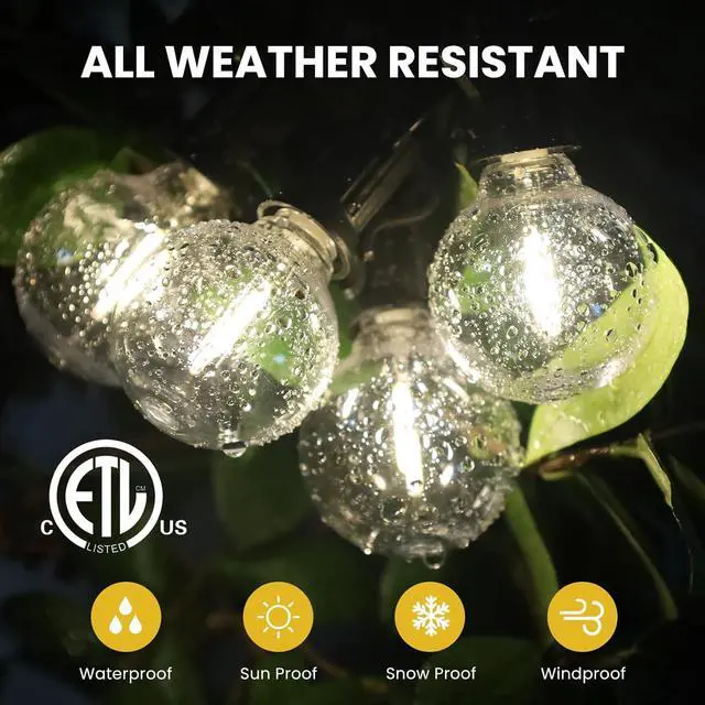 Alt view image 4 of 7 - 200FT Solar String Lights Outdoor Waterproof with Remote,G40 Solar Powered String Lights with 60+3 LED Shatterproof Bulbs, Dimmable Solar Patio Hanging Lights for Outside Backyard Party