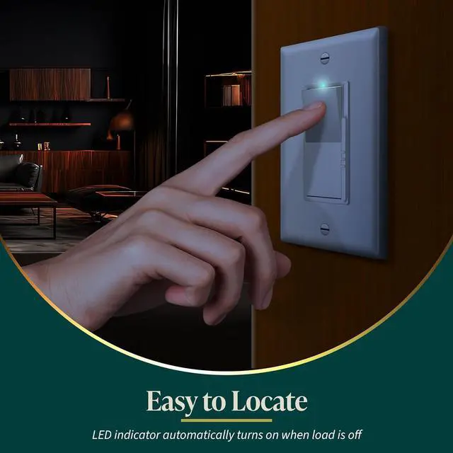 Alt view image 2 of 7 - Dimmer Light Switch, LED Slide Dimmer Switch,for 300W Dimmable LED/CFL Lights and 600W INC/HAL Bulbs, Single Pole/3-Way, Wall Plate Included, UL Listed, White, 5 Pack