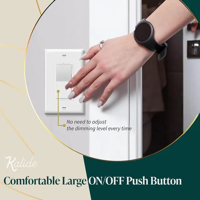 Alt view image 7 of 7 - Dimmer Light Switch, LED Slide Dimmer Switch,for 300W Dimmable LED/CFL Lights and 600W INC/HAL Bulbs, Single Pole/3-Way, Wall Plate Included, UL Listed, White, 5 Pack