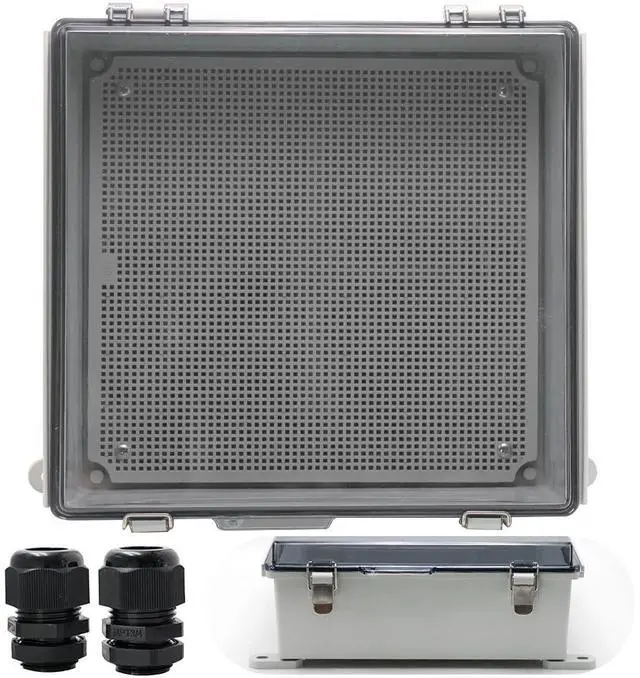 Main image of Outside Electrical Box Plastic Enclosure IP67 Waterproof Junction Box Clear Cover Plate with Stainless Steel Buckles 13×13×5.1 inch(330×330×130mm)