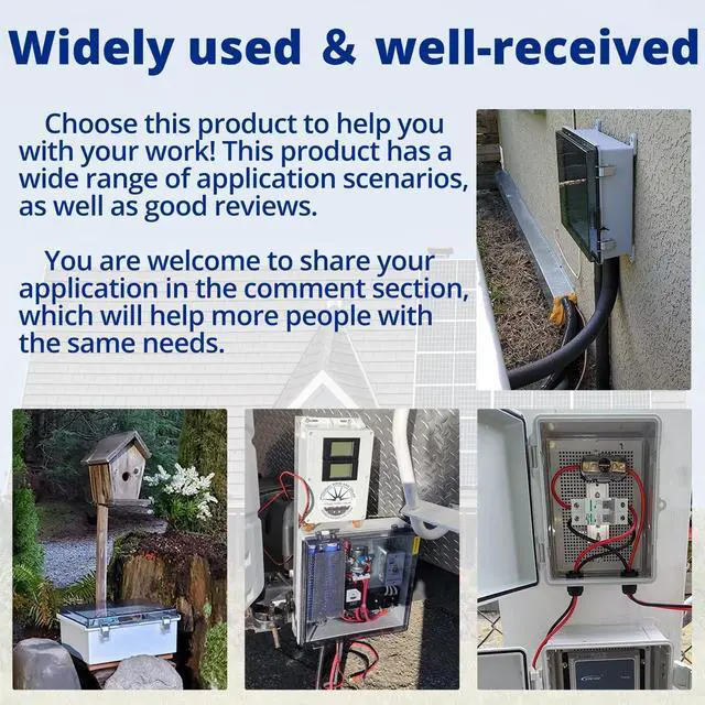 Alt view image 6 of 6 - Outside Electrical Box Plastic Enclosure IP67 Waterproof Junction Box Clear Cover Plate with Stainless Steel Buckles 13×13×5.1 inch(330×330×130mm)