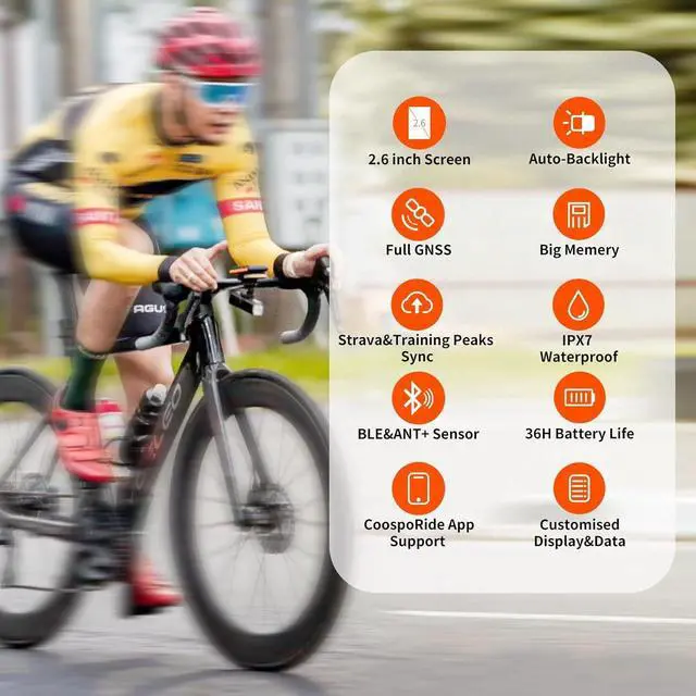 Alt view image 2 of 7 - Bike Computer Wireless GPS, Bike Speedometer with Auto Backlight, Bluetooth ANT Cycling GPS Computer, Bicycle Computer BC200 with Waterproof, Compatible with CooSporide app