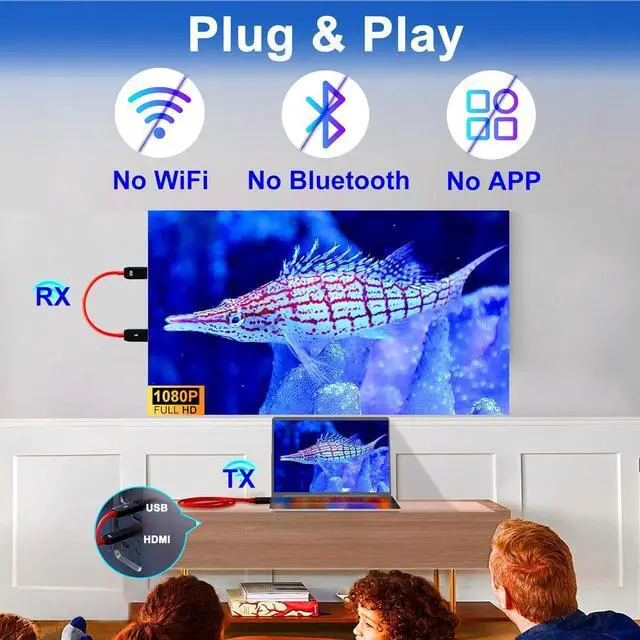 Alt view image 3 of 7 - Wireless HDMI Transmitter and Receiver 100ft/30m,1080P Output Wireless HDMI,2.4G/5G Plug&Play for Streaming Video and Audio to Monitor from Laptop/TV Box