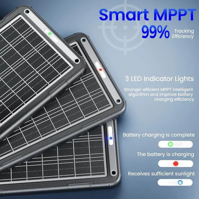 Alt view image 3 of 7 - 12V Solar Car Battery Charger: 15W Solar Trickle Charger Maintainer with MPPT Controller for Car - RV Boat Marine Motorcycle - Solar Panel Kit for Automotive Trailer Truck Snowmobile Tractor