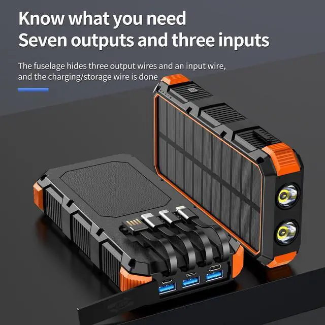 Alt view image 5 of 6 - Solar Charger Power Bank 49800mAh Wireless Charger QC 3.0 Fast Charging Power Bank 8 Outputs 4 Inputs Solar Portable Charger Compatible with All Mobile Devices,SOS/Strobe/Strong Flashlights