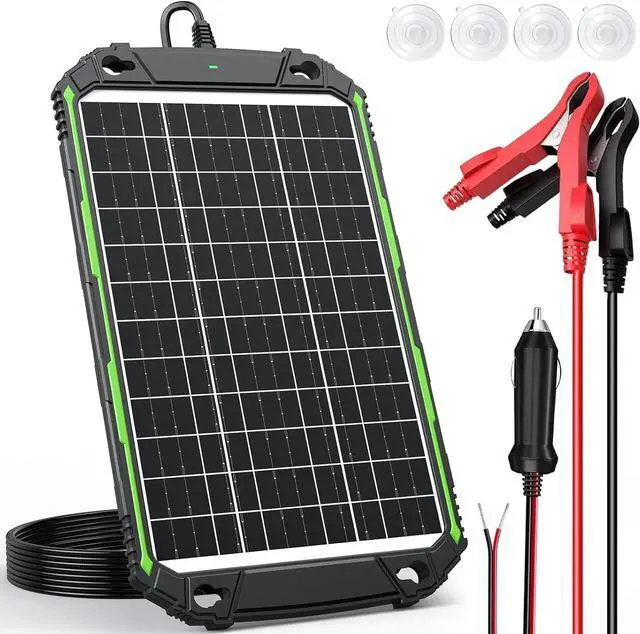 Main image of 15W 12V Solar Battery Charger Maintainer PRO, Built-in Smart MPPT Charge Controller, Waterproof 12 Volt Solar Panel Trickle Charging Kits for Car Auto Boat RV Marine Trailer Camper