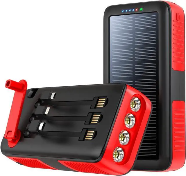 Main image of Solar Charger Power Bank 63200mAh, Portable Charger with Dual Outputs & Dual Inputs 4 LEDs Flashlight, Hand Crank Power Bank Fast Charging Battery Pack for Outdoor Camping Survival Gear