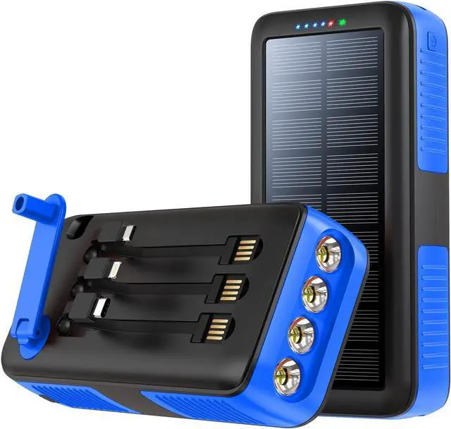 Main image of Solar Charger Power Bank 63200mAh, Portable Charger with Dual Outputs & Dual Inputs 4 LEDs Flashlight, Hand Crank Power Bank Fast Charging Battery Pack for Outdoor Camping Survival Gear