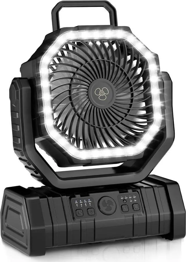 Main image of Portable Fan Rechargeable, 20000mAh Cordless Battery Powered Camping Fan with LED Light & Remote, 4 Speeds Wind, Timer, USB C, 360° Hanging Hook, Oscillating Fans for Travel Tent, Camping Essentials