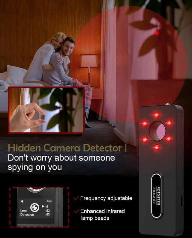 Alt view image 2 of 6 - Hidden Camera Detector & Bug Detector - Hidden Devices Detector for Hidden Camera, GPS Tracker, Listening Device & Bug, Privacy Protection Tool for Hotel, Office, Airbnb, Bathroom (Medium)