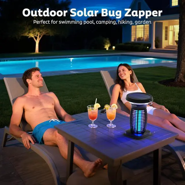 Alt view image 7 of 7 - Solar Bug Zapper Outdoor, Mosquito Zapper Outdoor Waterproof Electric Fly Zapper Rechargeable Mosquito Killer with Solar Panel, 4200V Fly Trap Indoor for Home Backyard, Patio, Garden, Camping