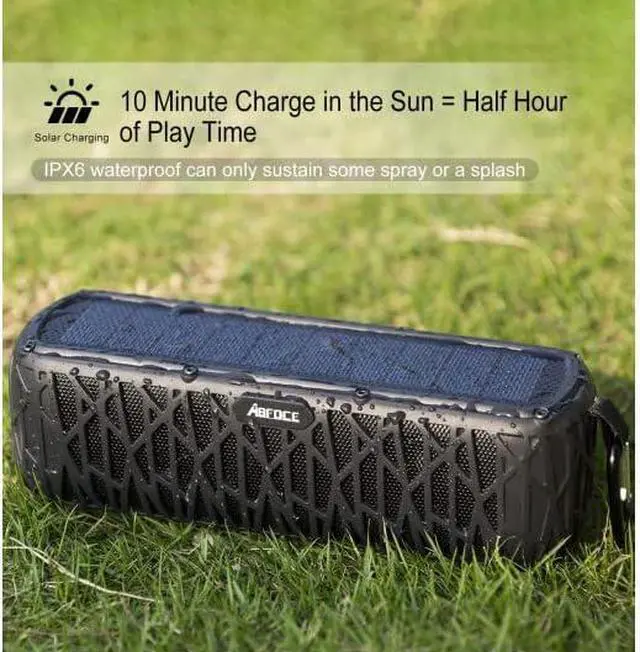 Alt view image 2 of 6 - Solar Bluetooth Speaker, Portable Outdoor With 5000mAh Power Bank, 60 Hours Play Time Dual With Mic, Stereo Sound With Bass Home Wireless - Black