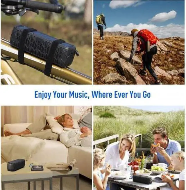 Alt view image 4 of 6 - Solar Bluetooth Speaker, Portable Outdoor With 5000mAh Power Bank, 60 Hours Play Time Dual With Mic, Stereo Sound With Bass Home Wireless - Black