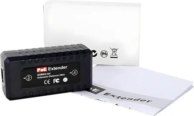 Alt view image 7 of 7 - 5-Pack PoE Extender Kit  1-Channel Ethernet Passthrough Switch, for 10/100Mbps Networks, Complies with IEEE 802.3af, Supports Daisy Chaining up to 400 Meters (3 Units in Series)