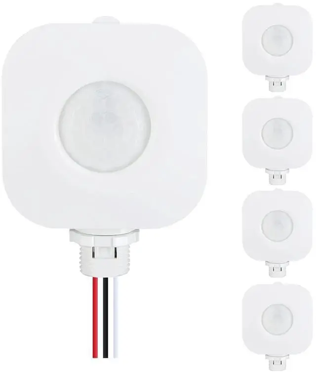 Main image of Ceiling Occupancy Motion Sensor Switch, High Bay Fixture Mount 360° Ceiling Automatic Light Switch, 120/277VAC, UL, FCC Approved Passive Infrared Sensor, Neutral Wire Required, Pack of 5