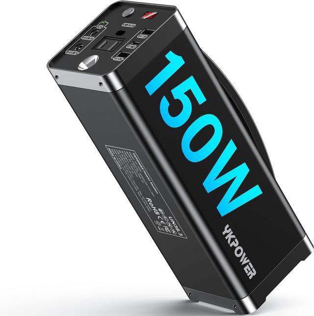 Main image of Portable Power Station 150W/133.2 Wh Fast Charging, Rechargeable Generator with 5 Outputs, AC Outlets Power Bank with LED Light for Laptop, Phone, Outdoor Camping Home Emergency Outage - Black