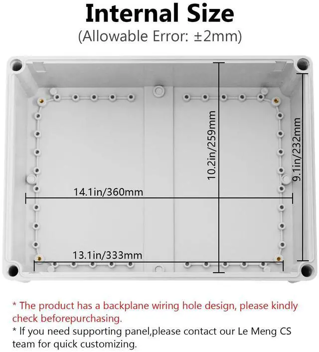 Alt view image 3 of 7 - Junction Box IP67 Waterproof Dustproof ABS Plastic Project Box for Electrical Outdoor Enclosure Gray 15 x 11 x 7.1 inch (380 x 280 x 180 mm)