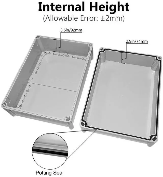 Alt view image 4 of 7 - Junction Box IP67 Waterproof Dustproof ABS Plastic Project Box for Electrical Outdoor Enclosure Gray 15 x 11 x 7.1 inch (380 x 280 x 180 mm)