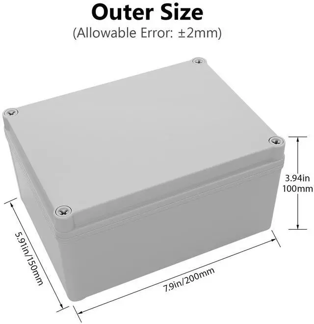 Alt view image 2 of 7 - Junction Box IP67 Waterproof Dustproof ABS Plastic Project Box for Electrical Outdoor Enclosure Gray 15 x 11 x 7.1 inch (380 x 280 x 180 mm)