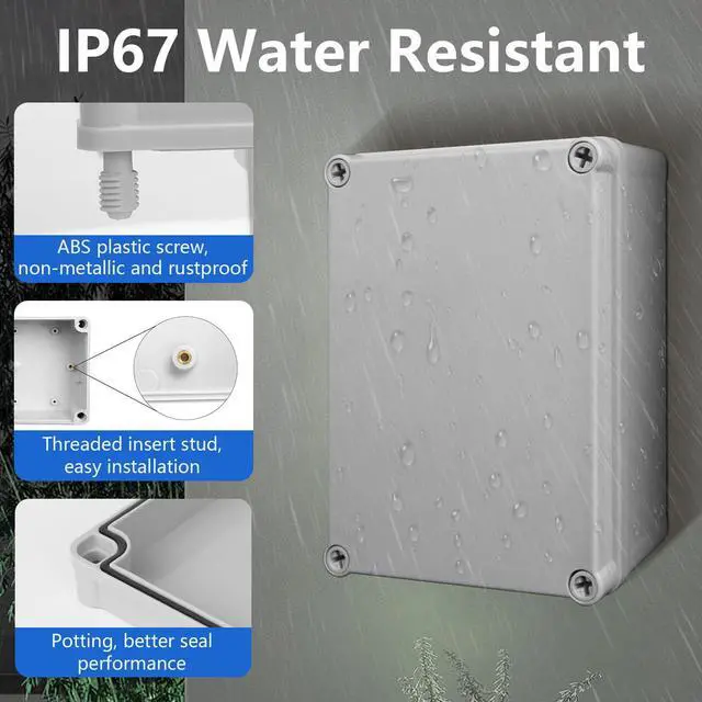 Alt view image 7 of 7 - Junction Box IP67 Waterproof Dustproof ABS Plastic Project Box for Electrical Outdoor Enclosure Gray 15 x 11 x 7.1 inch (380 x 280 x 180 mm)