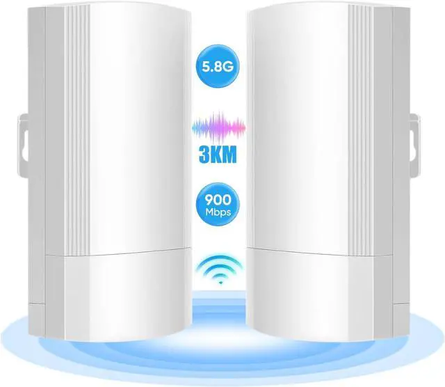 Main image of Wireless BridgePoint to Point Wireless Bridge Extending WiFi to Outbuildings Long Range up to 2-3KM CPE200 with 12dBi High-Gain Antenna24V PoE Power, IP65 Waterproof, 2 Pack White