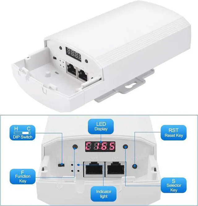 Alt view image 3 of 7 - Wireless BridgePoint to Point Wireless Bridge Extending WiFi to Outbuildings Long Range up to 2-3KM CPE200 with 12dBi High-Gain Antenna24V PoE Power, IP65 Waterproof, 2 Pack White
