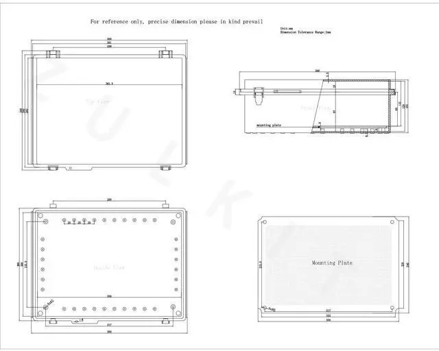 Alt view image 7 of 7 - Junction Box,IP67 Waterproof Electrical Box Hinged Clear Cover Stainless Steel Buckle Plastic Enclosure for Project w Mounting Plate Wall Bracket and 2 Cable Gland 15"x11"x5.1"/380x280x130mm