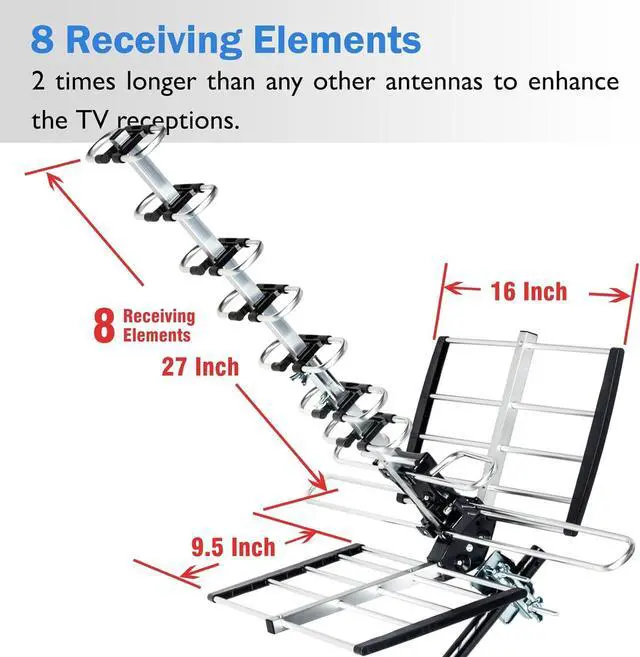 Alt view image 6 of 7 - HDTV Antenna Upgraded 2025 Version VHF/UHF 4K 200 Miles Range with Antenna Splitter Support 4 Tvs & 40ft RG6 Cable, ATSC 3.0 Ready, Mounting Hardware Included