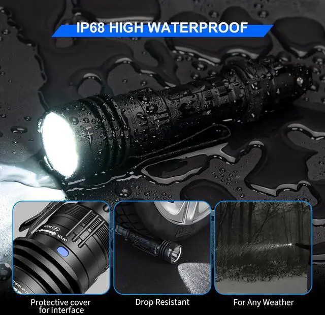 Alt view image 4 of 7 - T1 Tactical Flashlights 2000 High Lumens, Rechargeable Flashlight 498 Meters Long Beam Distance, Handheld Flash Light with Tactical Tail Button for Tactical Gear, Suvival, Emergencies, Outdoor