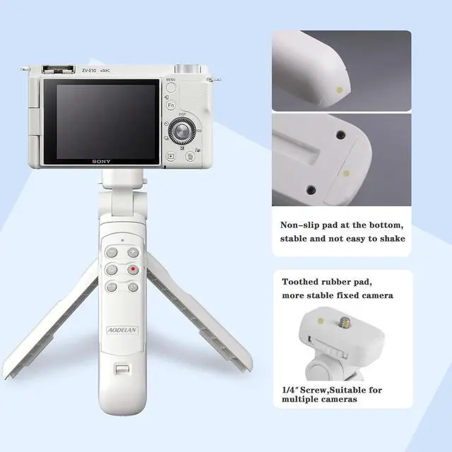 Alt view image 5 of 7 - Wireless Camera Remote Control Shooting Grip and Tripod (White) with Remote Shutter Release - Replaces GP-VPT2BT for  ZV-1, A7 III, A6400, A7C, A7R IV, A9, FX-3, FX30, RX100 VII, RX0 II