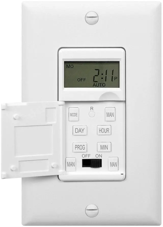 Alt view image 2 of 7 - Programmable Digital Timer Switch for Lights, Fans, Motors, 7-Day 18 ON/OFF Timer Settings, Single Pole, Neutral Wire Required, UL Listed, HET01-C, White, 4 Pack