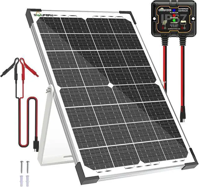 Main image of 30W Solar Battery Charger Solar Battery Maintainer + Upgrade 10A MPPT Charge Controller + Adjustable Mount Bracket for Car RV Boat Motorcycle12V Waterproof Solar Panel Kit Trickle Charging