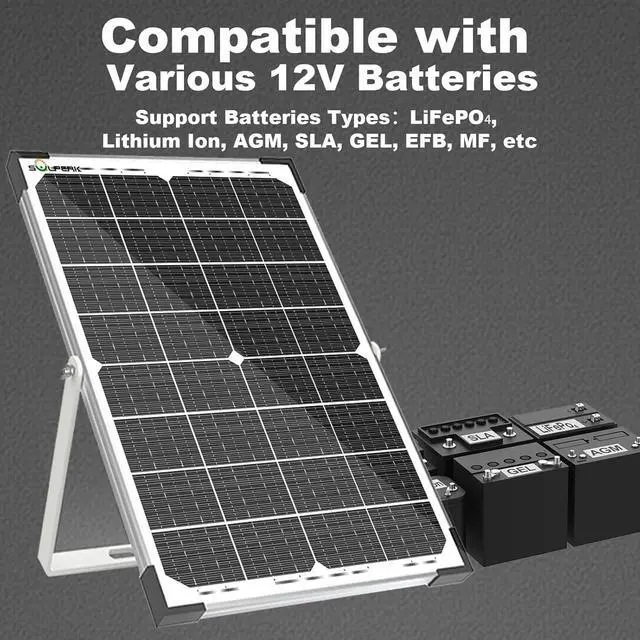 Alt view image 3 of 7 - 30W Solar Battery Charger Solar Battery Maintainer + Upgrade 10A MPPT Charge Controller + Adjustable Mount Bracket for Car RV Boat Motorcycle12V Waterproof Solar Panel Kit Trickle Charging