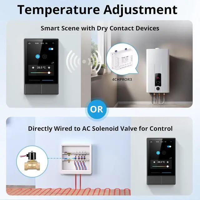 Alt view image 5 of 7 - NSPanel Smart Switch - 2-Switch Panel Home Control With Touchscreen, Temperature Function, Lights Control - Compatible With Alexa and Google Home, Black