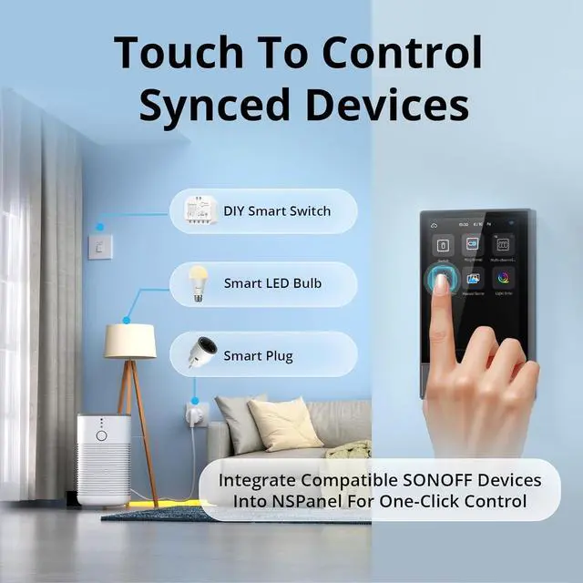 Alt view image 6 of 7 - NSPanel Smart Switch - 2-Switch Panel Home Control With Touchscreen, Temperature Function, Lights Control - Compatible With Alexa and Google Home, Black
