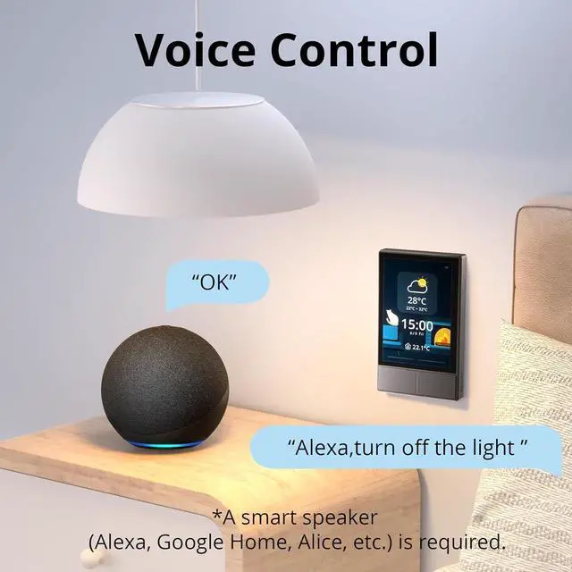 Alt view image 7 of 7 - NSPanel Smart Switch - 2-Switch Panel Home Control With Touchscreen, Temperature Function, Lights Control - Compatible With Alexa and Google Home, Black