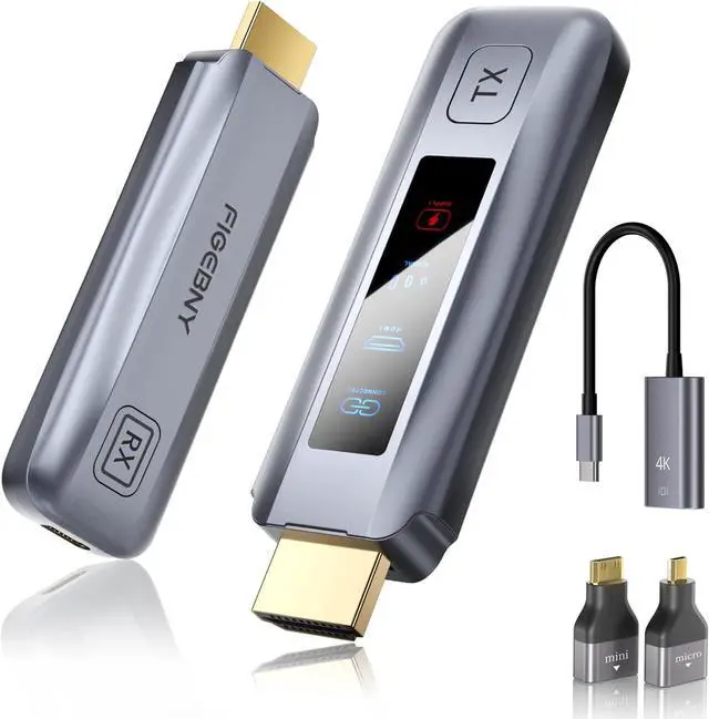 Main image of Wireless HDMI Transmitter and Receiver 4K Decode 1080P Output Ultra Low Latency Plug&Play Portable Extender, 165FT Full HD Display Adapter for TV Box/Streaming Video/Laptop/Projector/Monitor/Camera