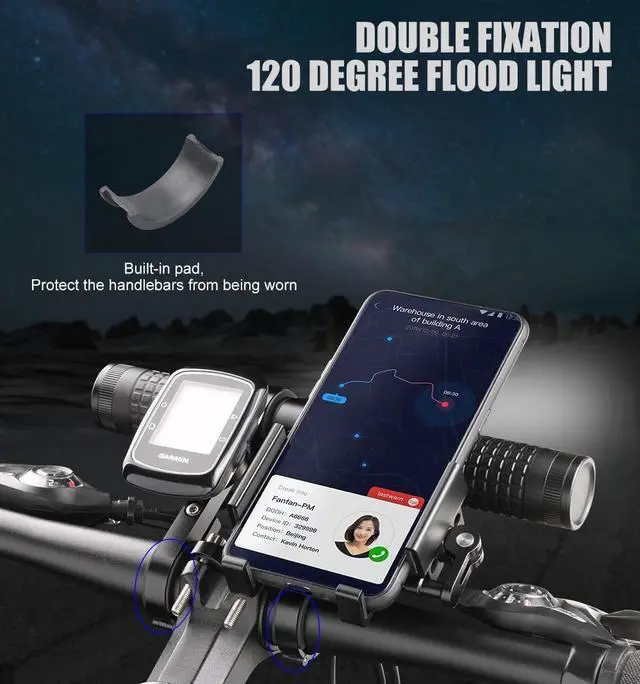 Alt view image 7 of 7 - 10000mAh Bicycle Light,Bike Handlebar Extender,Aviation Aluminum Alloy 2400lumens Bike Headlights,with a Bicycle Speedometer Holder&Bike Phone Mount,Super Bright Lights for Night Riding