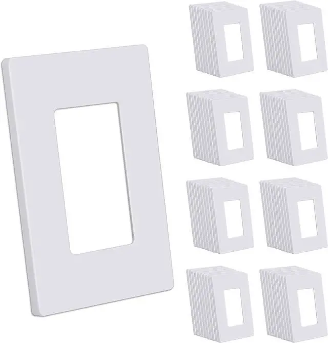 Main image of Screwless Decorator Wall Plates, 80 Pack 1-Gang Light Switch Covers, Single Decor Receptacle Outlet Cover, Impact Resistant, Standard Size 2.91 X 4.68, UL Listed, Gloss White