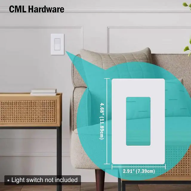 Alt view image 3 of 7 - Screwless Decorator Wall Plates, 80 Pack 1-Gang Light Switch Covers, Single Decor Receptacle Outlet Cover, Impact Resistant, Standard Size 2.91 X 4.68, UL Listed, Gloss White